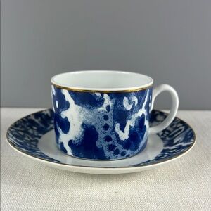 Ralph Lauren Blue and White Teacup and Saucer Set ROUND HILL Portugal